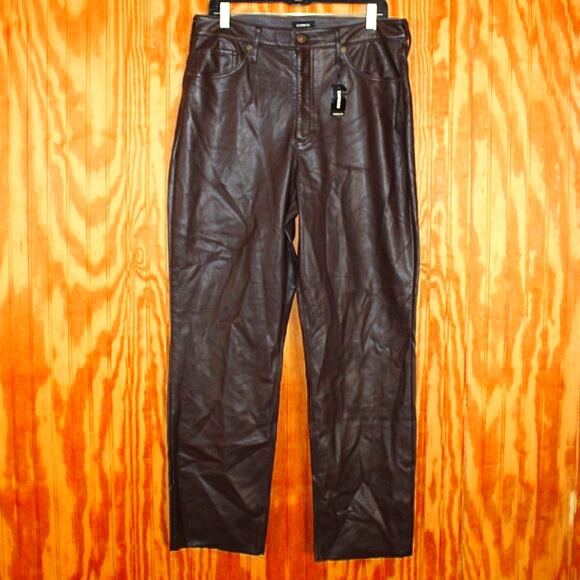 NWT Express Faux Leather Super High Rise Pants - Size 14R - Picture 1 of 12